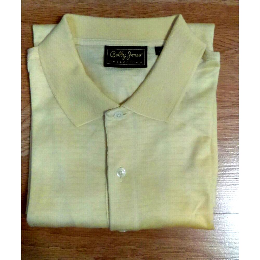 Bobby Jones Collection Yellow Embroidered Short Sleeve Golf Polo Shirt Sz Small